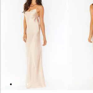 Show me your MUMU wedding maxi floor length slip dress in champagne Sz XL NWT